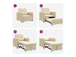 Sofá cama single com rodas Creme 90x165x87 cm tecido SHL225422