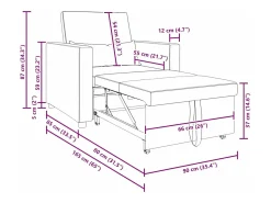 Sofá cama single com rodas Creme 90x165x87 cm tecido SHL225422