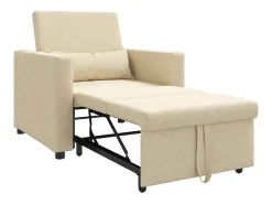 Sofá cama single com rodas Creme 90x165x87 cm tecido SHL225422