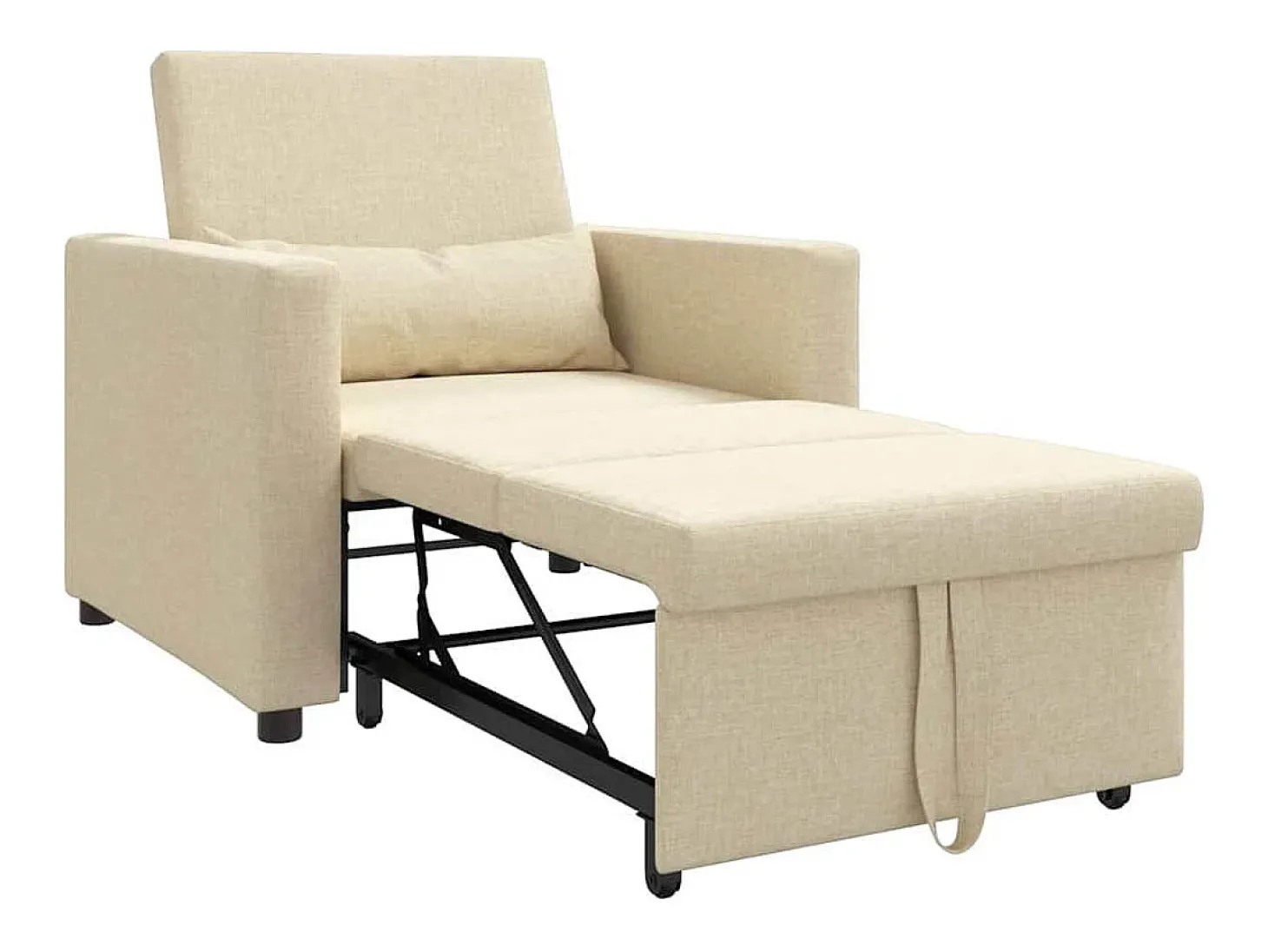 Sofá cama single com rodas Creme 90x165x87 cm tecido SHL225422