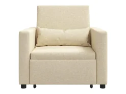 Sofá cama single com rodas Creme 90x165x87 cm tecido SHL225422