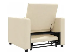Sofá cama single com rodas Creme 90x165x87 cm tecido SHL225422