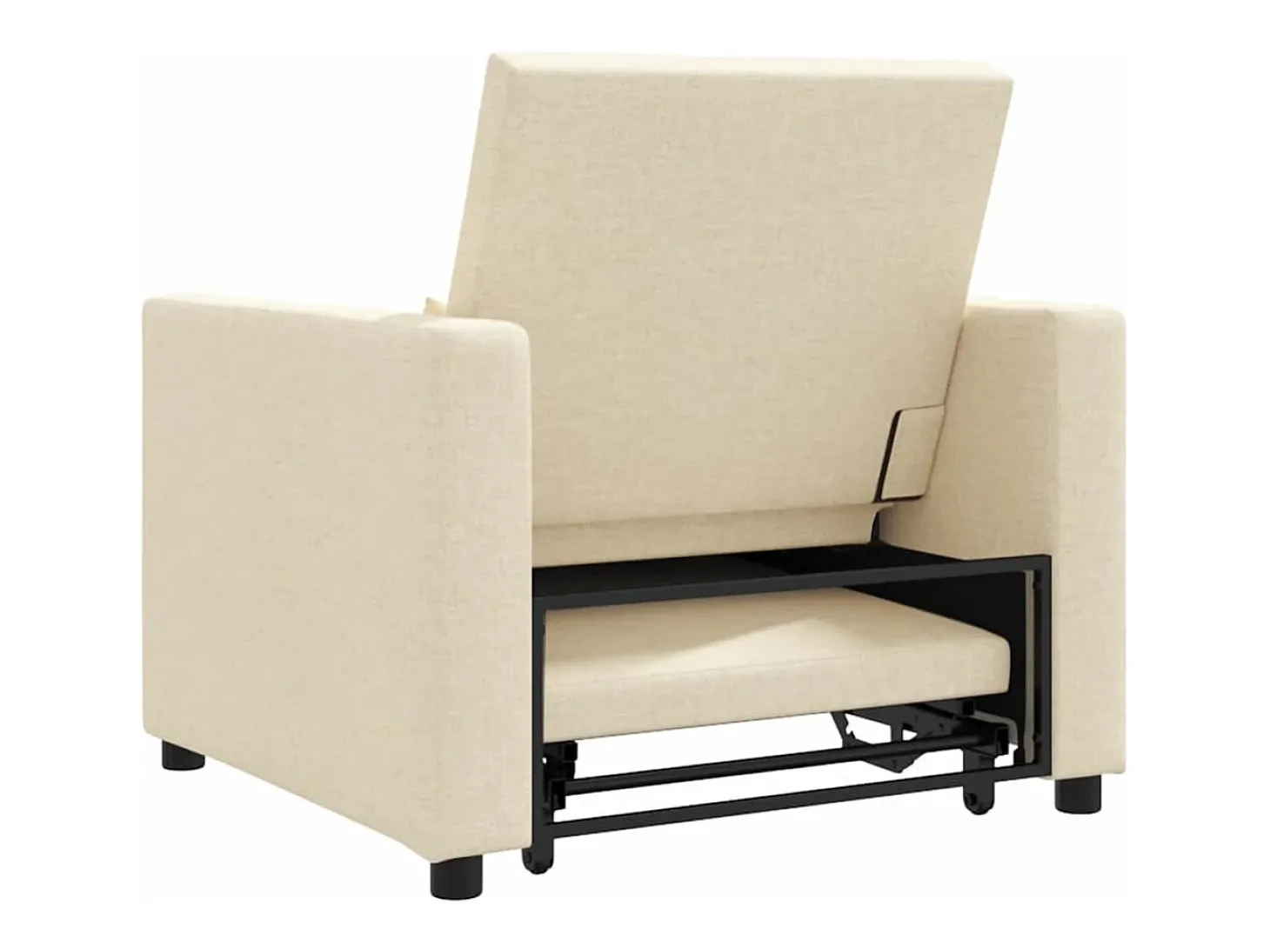 Sofá cama single com rodas Creme 90x165x87 cm tecido SHL225422