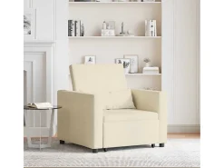 Sofá cama single com rodas Creme 90x165x87 cm tecido SHL225422