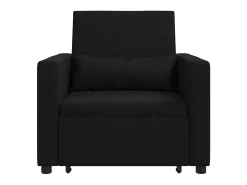 Sofá cama single com rodas Preto 90x165x87 cm tecido SHL709150