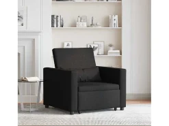 Sofá cama single com rodas Preto 90x165x87 cm tecido SHL709150