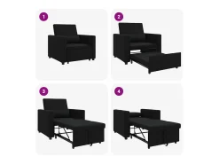 Sofá cama single com rodas Preto 90x165x87 cm tecido SHL709150