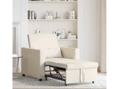 Sofá cama single com rodas Branco creme 90x165x87 cm tecido SHL683656