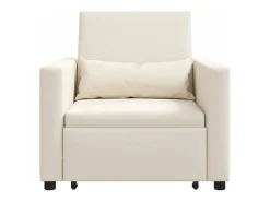 Sofá cama single com rodas Branco creme 90x165x87 cm tecido SHL683656