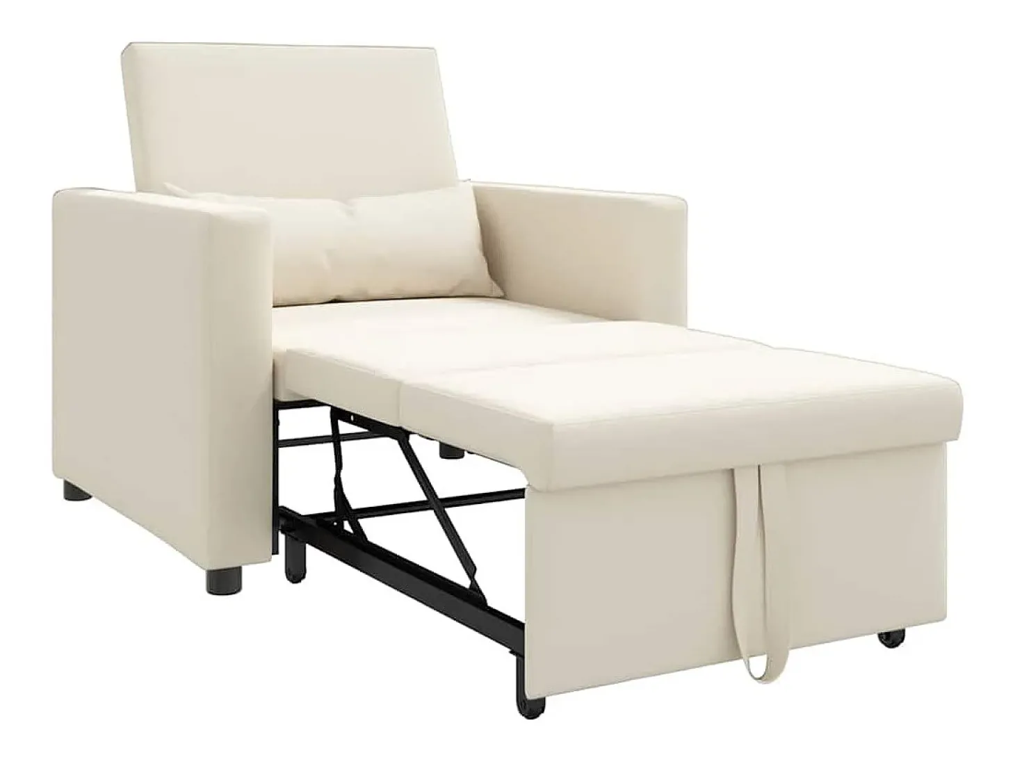 Sofá cama single com rodas Branco creme 90x165x87 cm tecido SHL683656