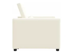 Sofá cama single com rodas Branco creme 90x165x87 cm tecido SHL683656