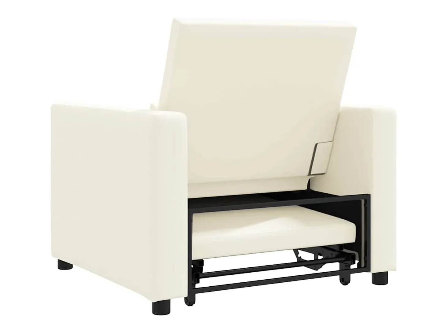 Sofá cama single com rodas Branco creme 90x165x87 cm tecido SHL683656