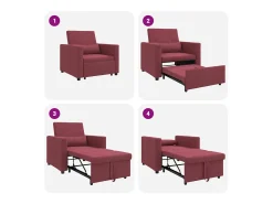 Sofá cama single vermelho tinto 90x165x87 cm tecido SHL554861