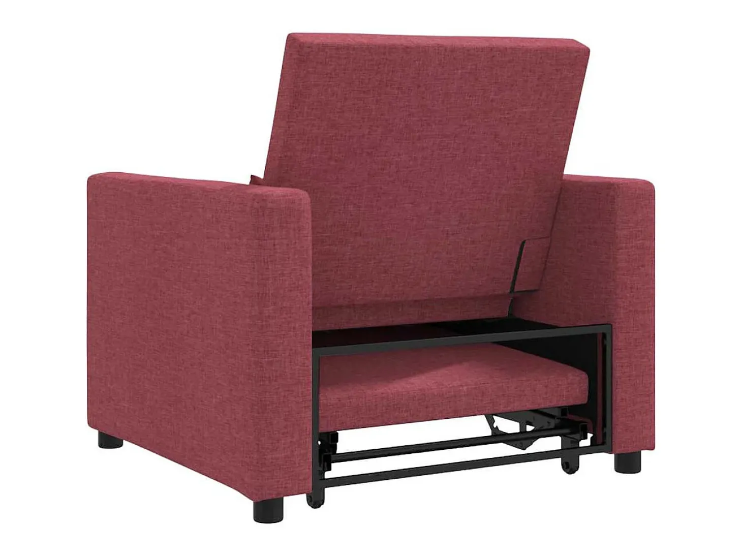 Sofá cama single vermelho tinto 90x165x87 cm tecido SHL554861