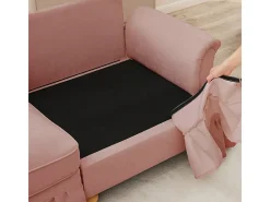 Sofá Cantinho Modular 4 Lugares em L - Chenille - Capa Removível e Puf - 350x140x93cm - Rosa
