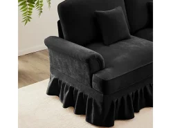 Sofá Cantinho Modular 4 Lugares em L - Chenille - Capa Removível e Puf - 350x140x93cm - Preto