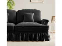 Sofá Cantinho Modular 3 Lugares em U - Chenille - Capa Removível e 2 Pufs - 272x140x93cm - Preto