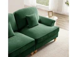 Sofá Cantinho Modular 3 Lugares Chenille - Capa Removível e Puf Móvel - 272x140x93cm - Verde
