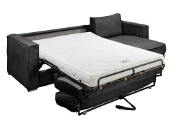 Sofá canto convert. abert. rápida veludo canelado cinza-ant. cama 140cm esp. 14 cm LORETO