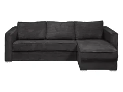 Sofá canto convert. abert. rápida veludo canelado cinza-ant. cama 140cm esp. 14 cm LORETO