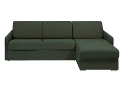 Sofá canto convertível abert. rápida tecido verde pinho, cama 160cm e colchão 14cm CALIFE