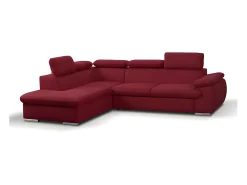 Sofá canto esquerdo modular e em tecido vermelho FABIEN
