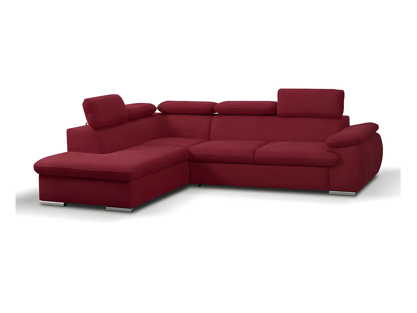 Sofá canto esquerdo modular e em tecido vermelho FABIEN