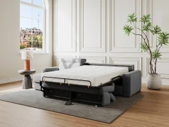 Sofá canto reversível convertível abert. rápida tecido bege, cama 140 cm, esp. 22 cm VIZIR