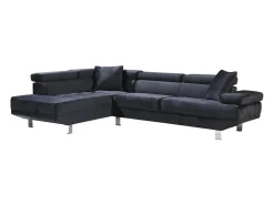 Sofá Chaise Longue de Canto Daniela 262cm Preto, Chaise Esquerda