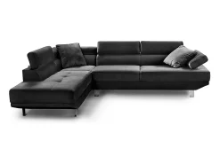Sofá Chaise Longue de Canto Daniela 262cm Preto, Chaise Direita