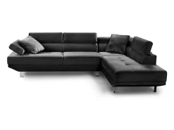Sofá Chaise Longue de Canto Daniela 262cm Cinza, Chaise Esquerda