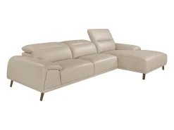Sofá chaise longue direito em pele cinzenta taupe 6150 ANGEL CERDA