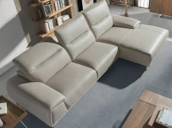 Sofá chaise longue direito em pele cinzenta taupe 6150 ANGEL CERDA