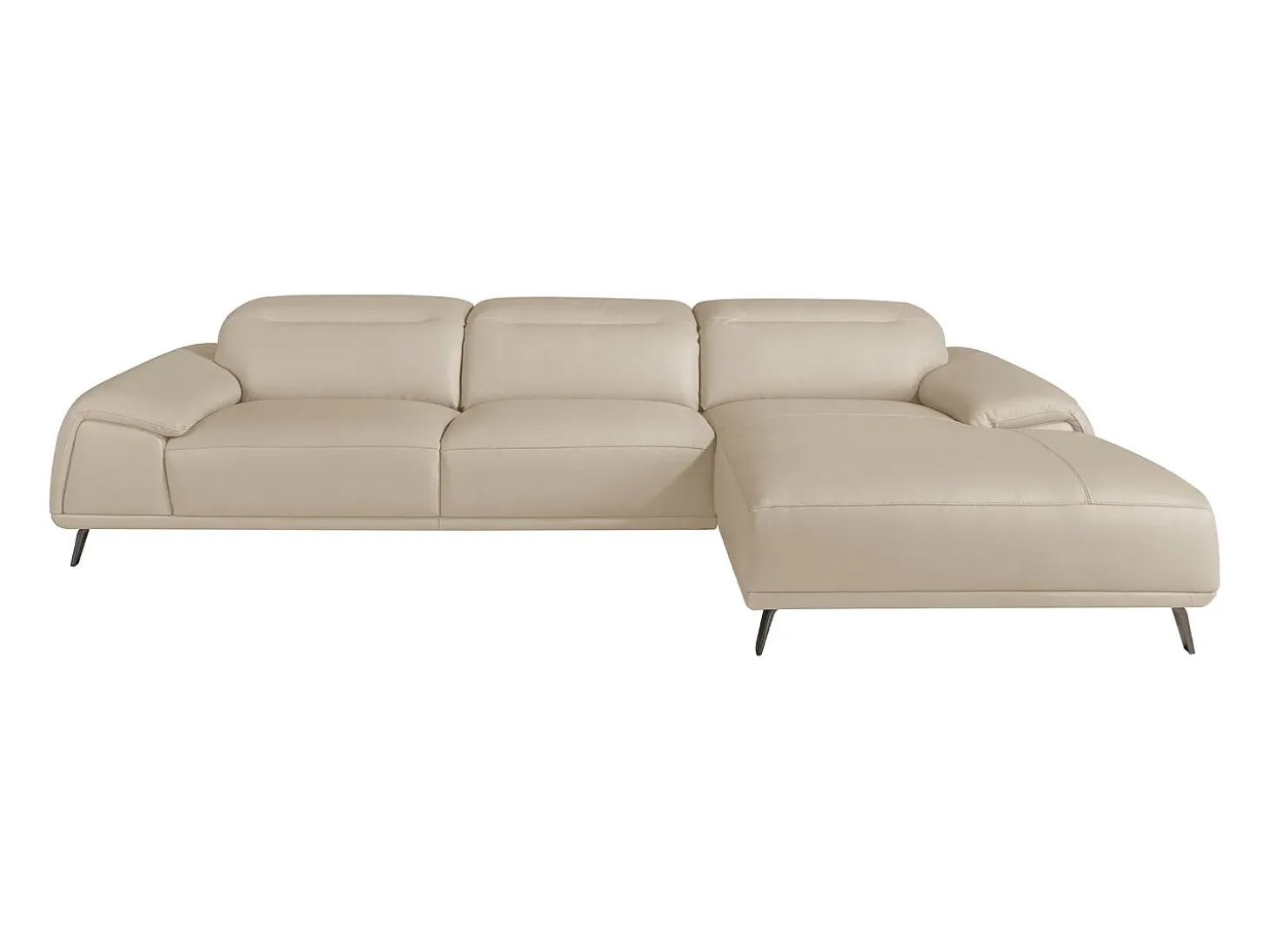 Sofá chaise longue direito em pele cinzenta taupe 6150 ANGEL CERDA