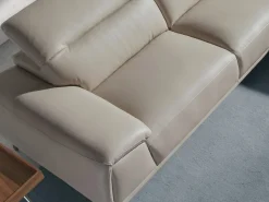 Sofá chaise longue direito em pele cinzenta taupe 6150 ANGEL CERDA