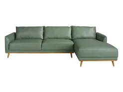 Sofá chaise longue direito em pele verde 6199 ANGEL CERDA