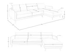 Sofá chaise longue direito em pele verde 6199 ANGEL CERDA