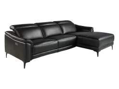 Sofá chaise longue direito em couro preto 6205 ANGEL CERDA