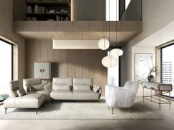 Sofá chaise longue esquerdo em pele de areia 6214 ANGEL CERDA