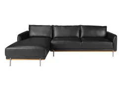 Sofá chaise longue esquerdo em pele preta 6198 ANGEL CERDA