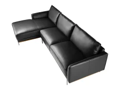 Sofá chaise longue esquerdo em pele preta 6198 ANGEL CERDA