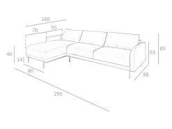Sofá chaise longue esquerdo em pele preta 6198 ANGEL CERDA