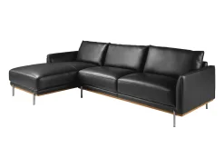 Sofá chaise longue esquerdo em pele preta 6198 ANGEL CERDA