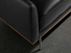 Sofá chaise longue esquerdo em pele preta 6198 ANGEL CERDA