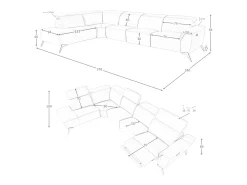 Sofá chaise longue relax modular esquerdo em pele castanha 6281 ANGEL CERDA