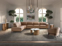 Sofá chaise longue relax modular esquerdo em pele castanha 6281 ANGEL CERDA