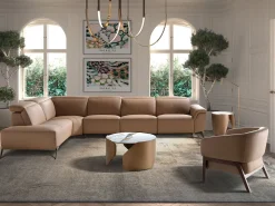 Sofá chaise longue relax modular esquerdo em pele castanha 6281 ANGEL CERDA