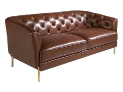Sofá Chester 2 lugares em pele castanha cognac 6139 ANGEL CERDA