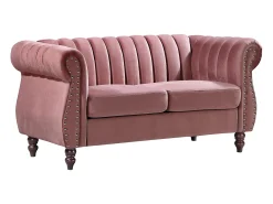 Sofá Chesterfield 2 lugares em veludo cor-de-rosa vintage TRUMBO