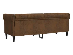 Sofá chesterfield 3 lugares tecido castanho